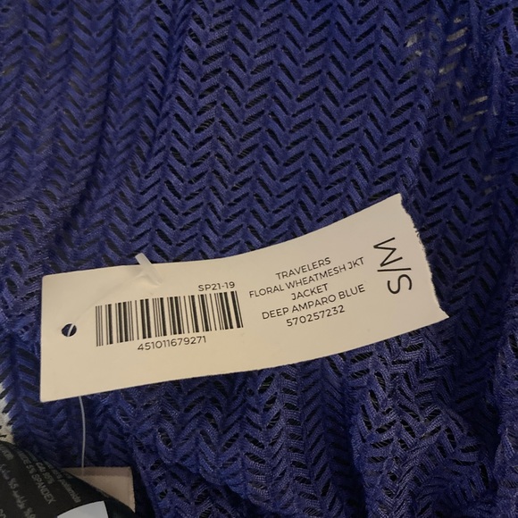 NWT Chicos Travelers Floral wheatmesh jacket. Deep Amparo Blue size S/M - Picture 4 of 7